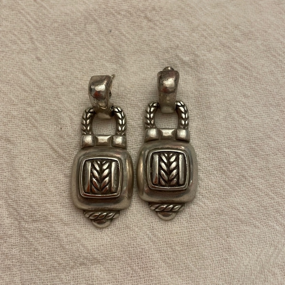 Brighton Wheat Silver Toned Door Knocker Post Earrings